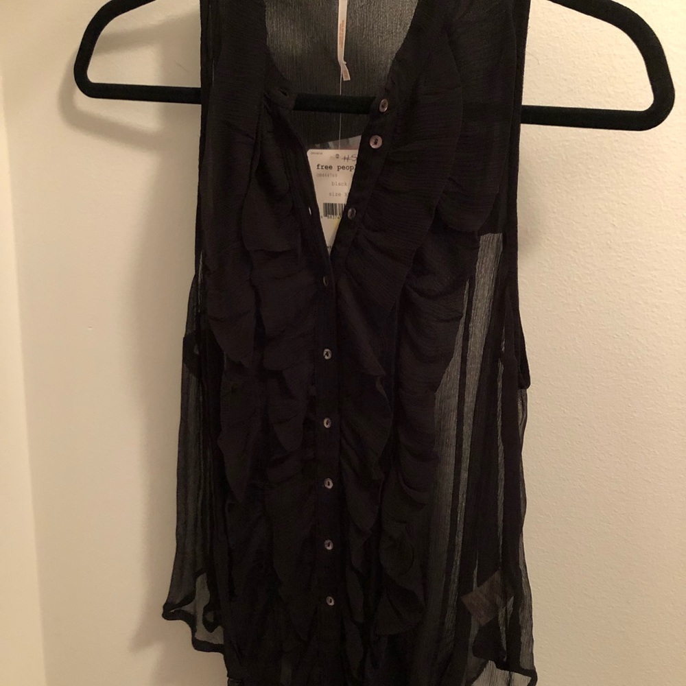 NWT Free People black ruffle tank